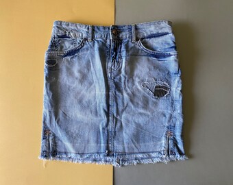 Y2K Jeans Grunge Mini Skirt by Oasis 2000s Blue Denim - Etsy