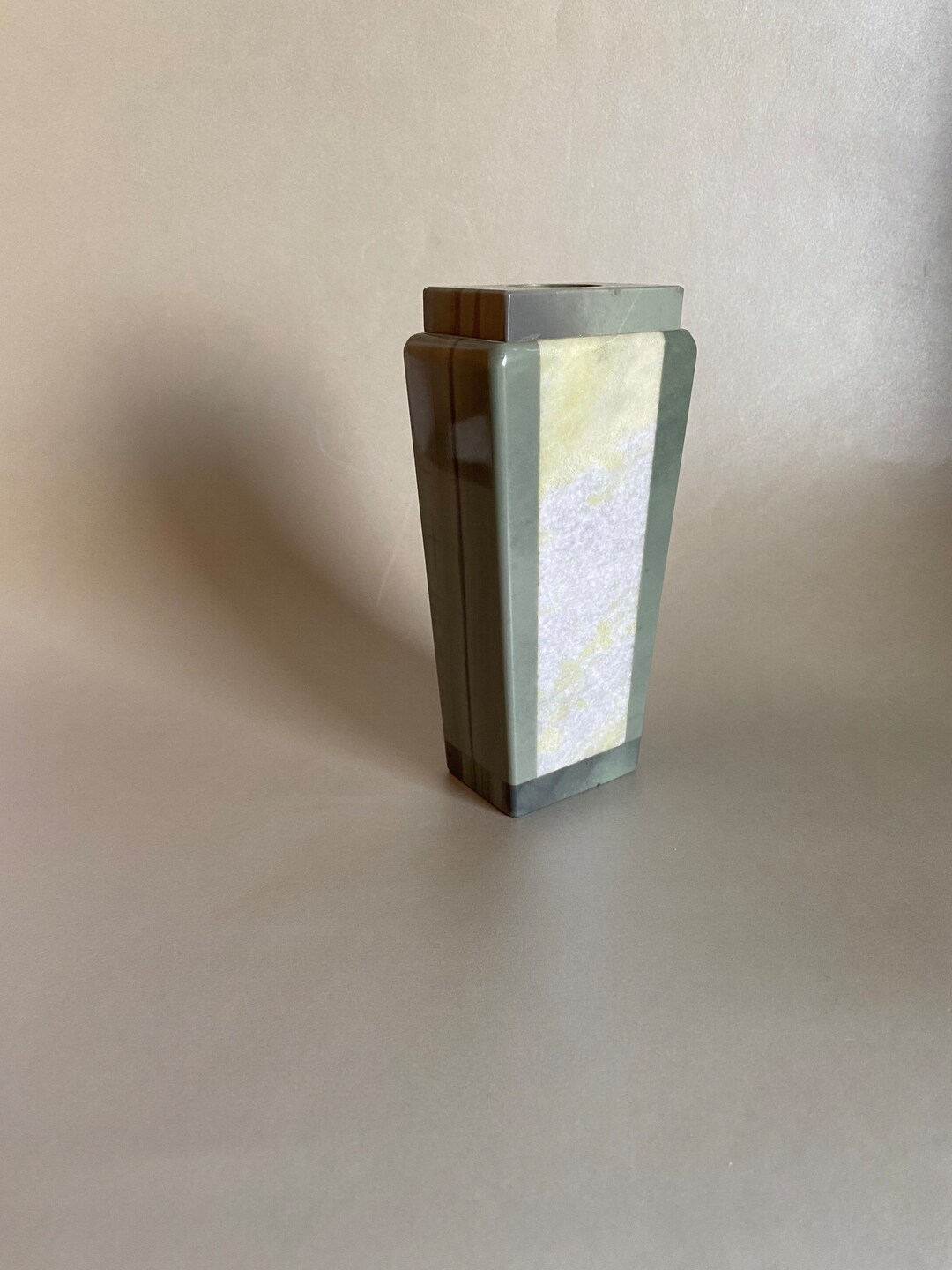 Art Deco Marble Vase Vintage Green Natural Stone Vase Art Deco