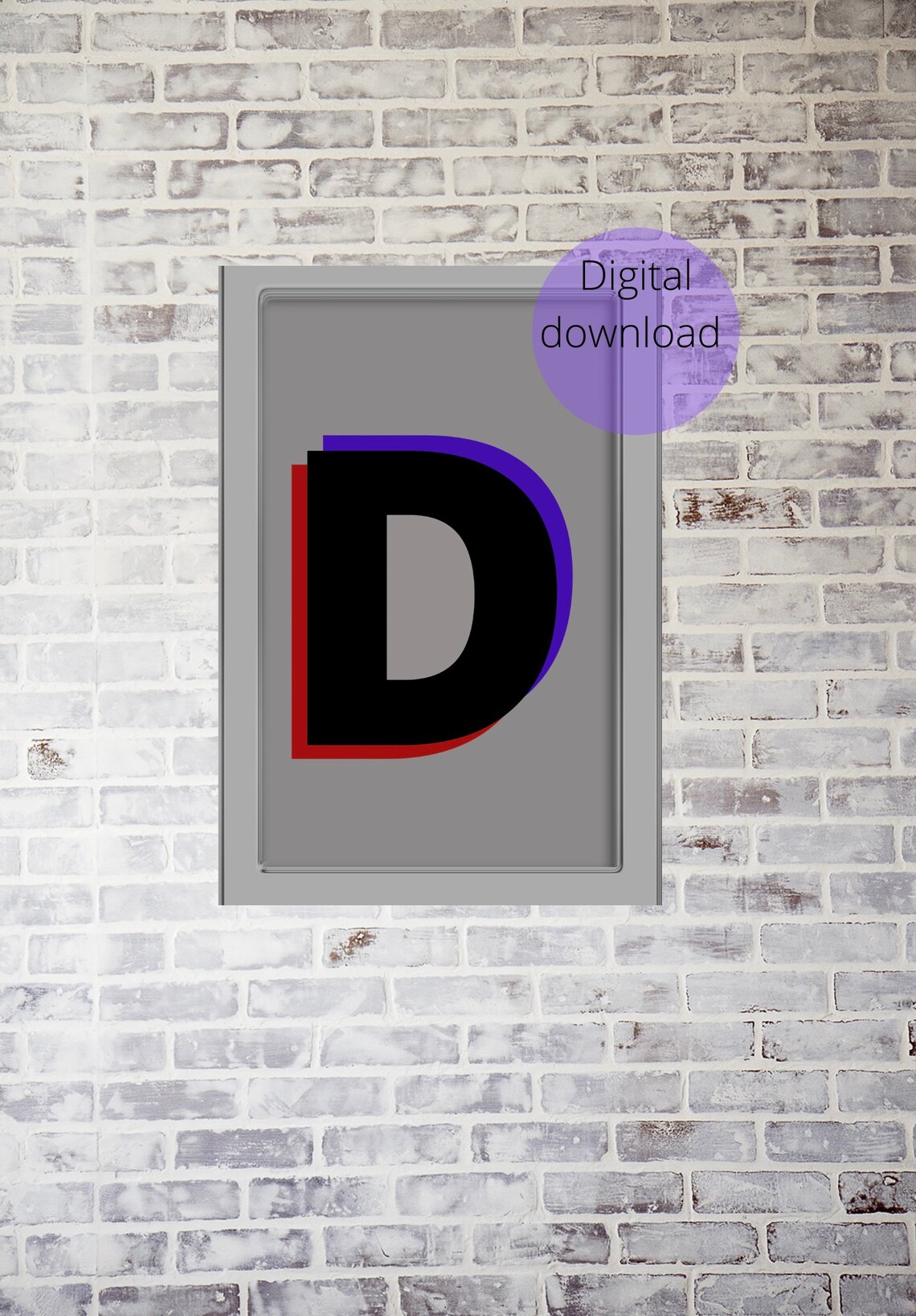 D Letter D Initial Wall Art Monogram D Poster Digital Etsy