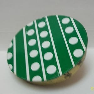Vintage  Noisemaker Party Toy  Green  With White Polka Dots Tin Litho New Years Eve  Wind up Noisemaker