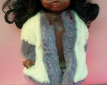 ヴィンテージ イヌイット エスキモー人形：本物の毛皮、革製の顔