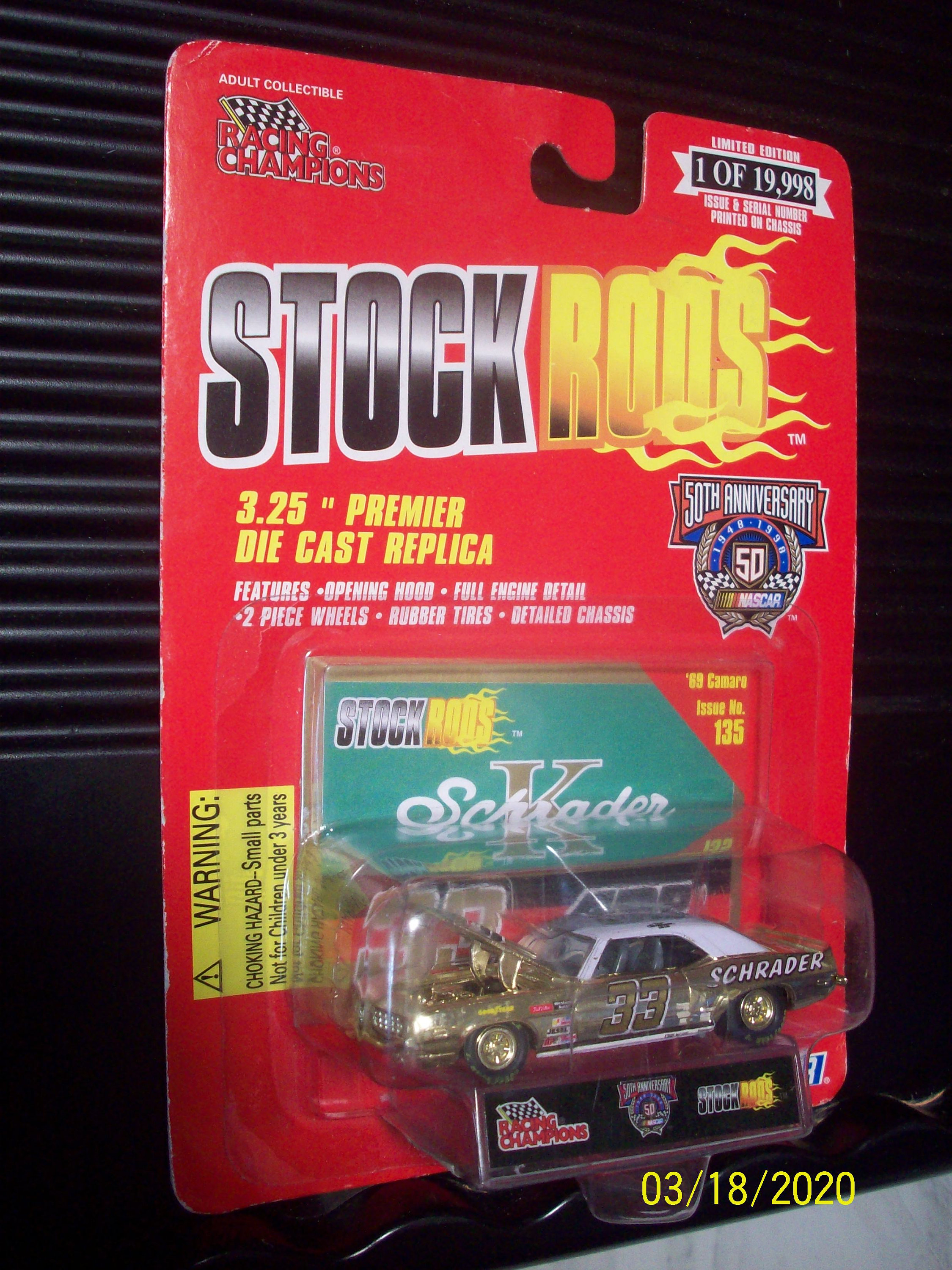 NASCAR Stock Rods Gold #135 Ken Schrader#33 Gold and White 69