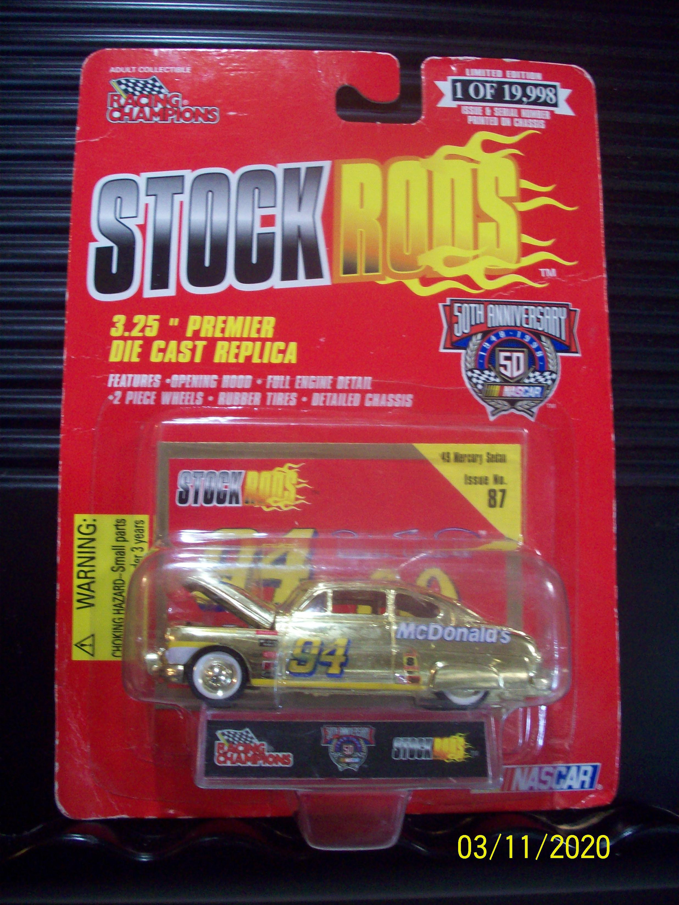 NASCAR Stock Rods Gold Bill Elliott Mcdonalds 49 Mercury Sedan
