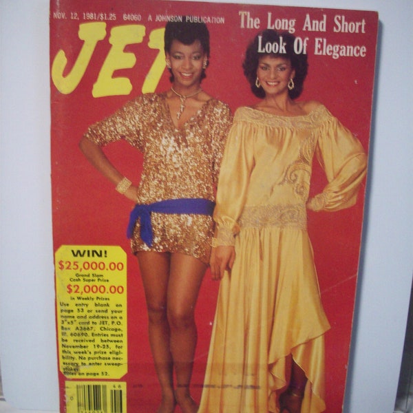 Long And Short Look Of Elegance Magazine Nov 12,1981 Vintage African American Magazine Arts/Crafts Black History Project Gift Idea