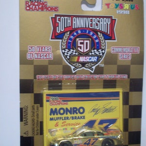 NASCAR Toys R Us Gold 50th Anniversary Series #47 Munro Muffler Stock Car 1998 Racing Champions 1/64 Diecast Car New  Great Gift Idea