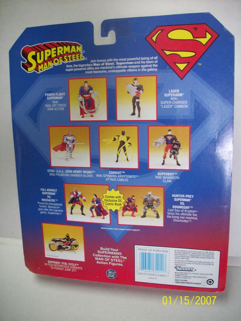 Superman And Massacre Action Figures 2 Pack New In Pkg With DC Comics Exclusive Comic Book 1995 Kenner Toys Great Gift Idea Vintage Toys