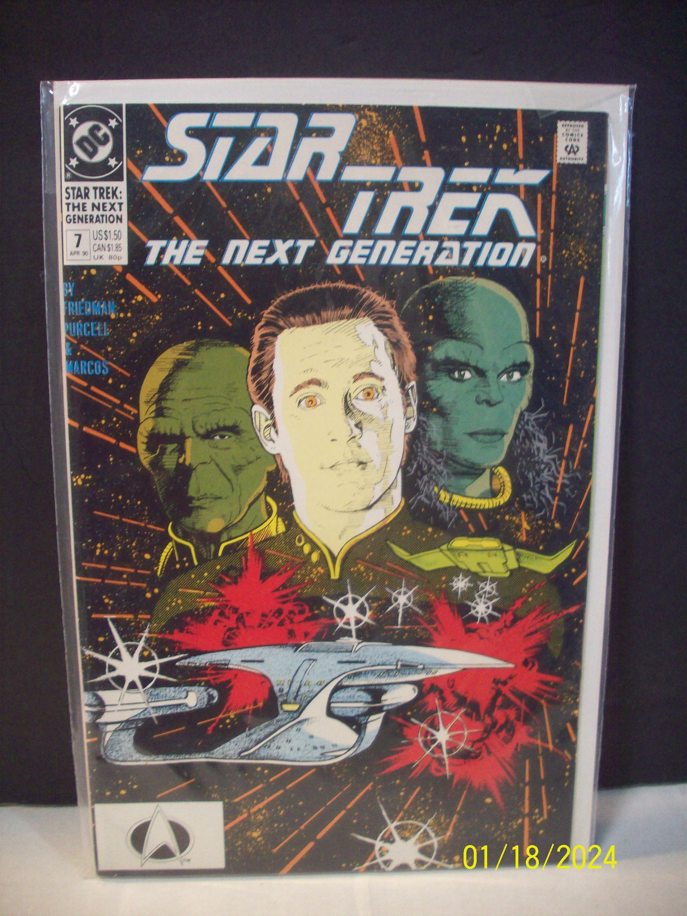 Star Trek The Next Generation #7 Cmdr Data and Aliens On Coverd  VF-NM Vintage Unread 1990s Direct Sales DC Comics