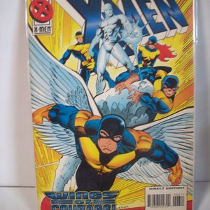 May include: A comic book cover featuring Professor Xavier and the X-Men. The cover art depicts a winged superhero in flight, with other X-Men characters in the background. The title of the comic is "Professor Xavier and the X-Men: Wings of Courage!"