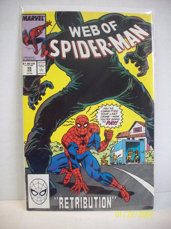 Spiderman Web of Spider-man #39 Retribution Great Gift Idea VF-NM Unread  1988 Marvel Comics Vintage Comic Book