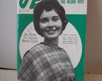 Kennedy Campaigns For Negro Votes, Fashion  Jet Magazine Oct 20,1960 Vintage African American Pocket Size Magazine Arts/Crafts Black History