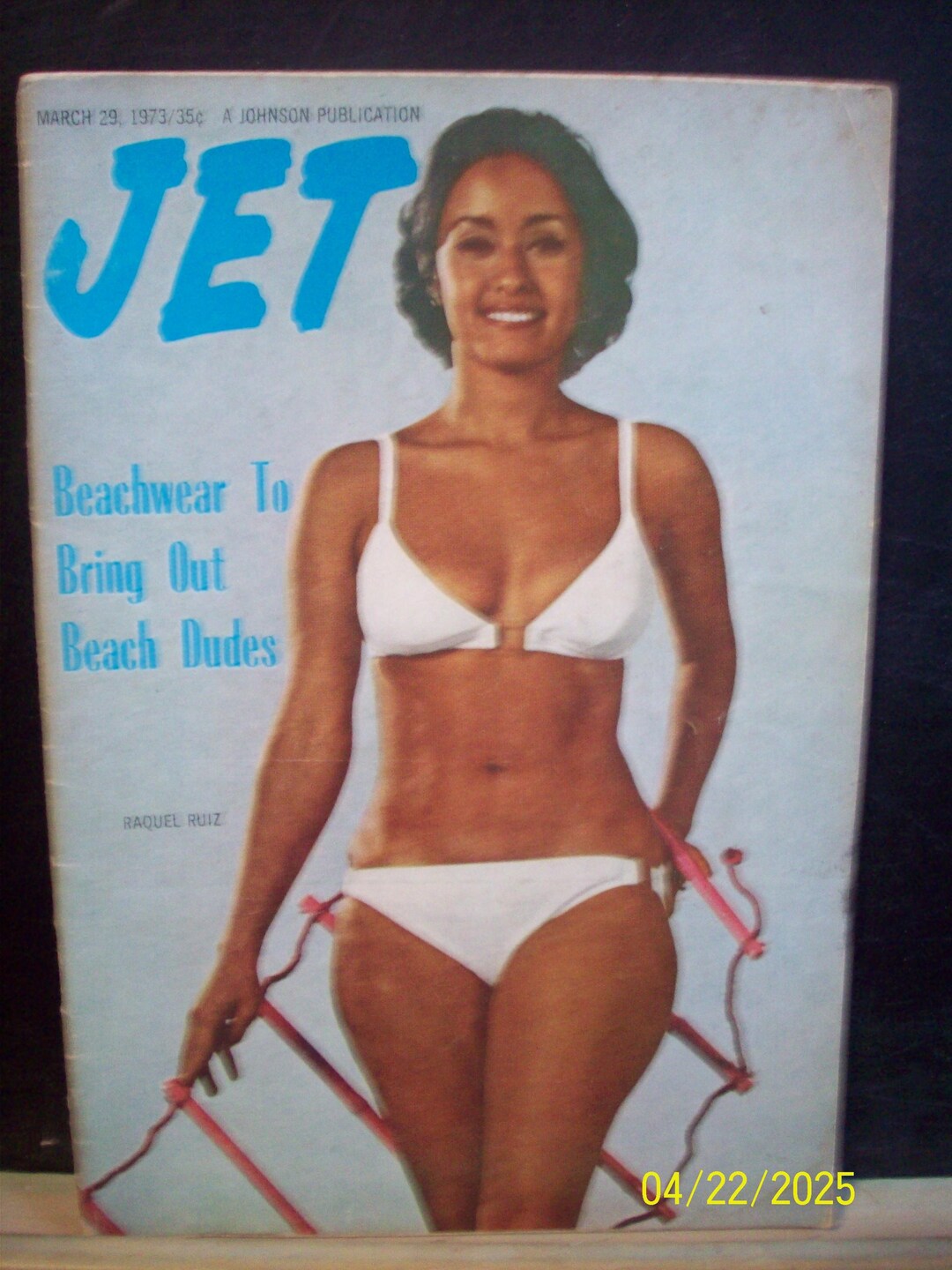 Raquel Ruiz Models Beach Wear Bikini Jet Magazine March 13 1973 Vintage