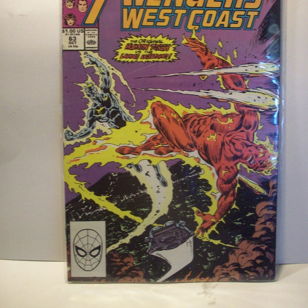 Avengers West Coast #63 Original Human Torch  1st app Living Lightning  VF-NM Cond  Vintage Comic Book  1990s Marvel Comics Great Gift Idea