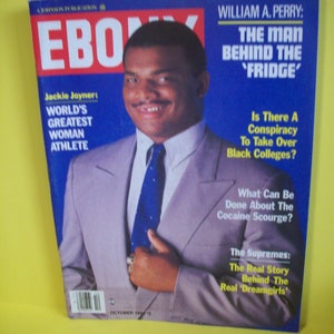 Vintage Ebony Magazine The Fridge Perry Chicago Bears October 1986   African American News,,Fashion  Great For Arts And Crafts, History