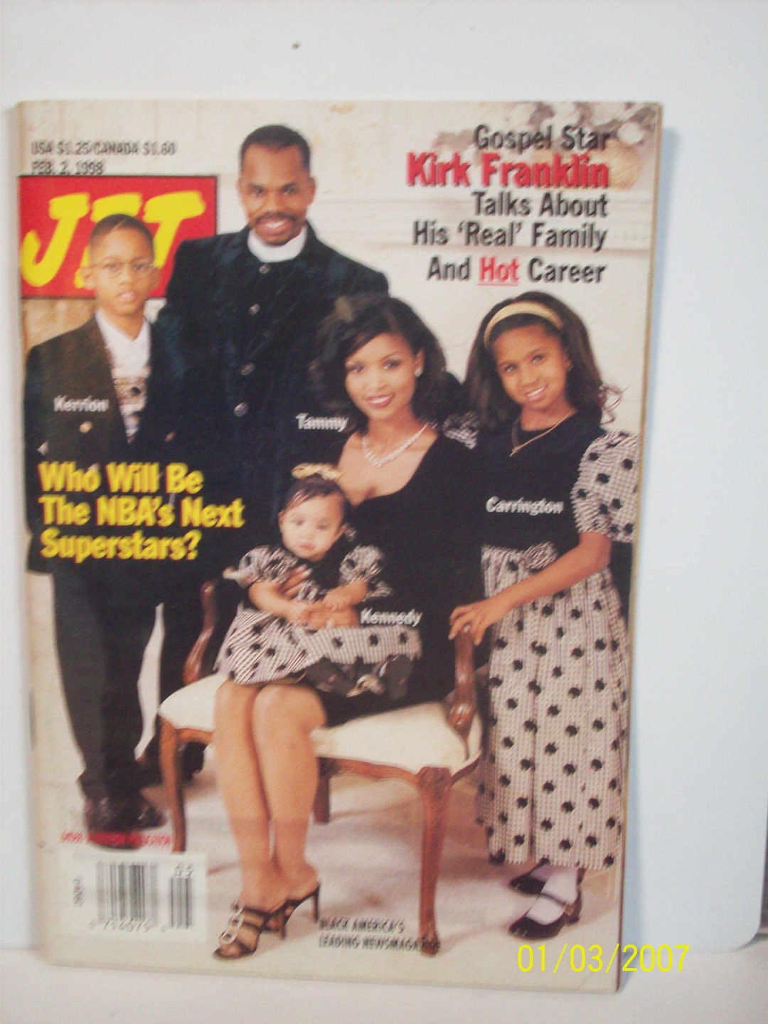 Kirk Franklin and Family on Cover Jet Magazine Feb 2,1998 Vintage