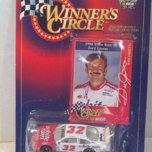 Dale Jarrett Winner&#39;s Circle NASCAR 50th Anniversary #32 White Rain  1998  1/64 Scale Diecast Car New on Card Great Gift Idea