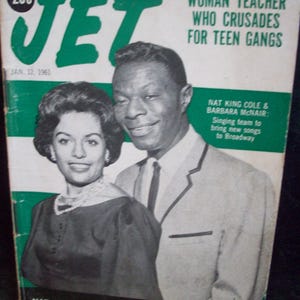 Nat King Cole And Barbara McNair Jet Magazine Jan 12,1961 Vintage African American Pocket Size Magazine Arts/Crafts Black History