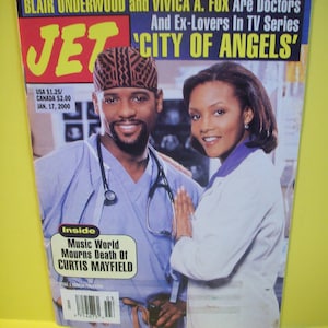 Blsir Underwood,Viveca A Fox  Curtis Mayfield,Jet Magazine Jan 17,2000 Vintage African American Magazine Arts/Crafts Black History Project