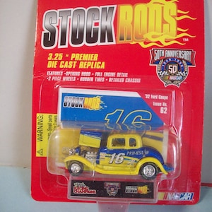 Nascar Stock Rods #62 Primestar Gelb und Blau 37 Ford Coupé Nasscar 50th Ann Series 1998 Racing Meister neu auf beschädigter Karte