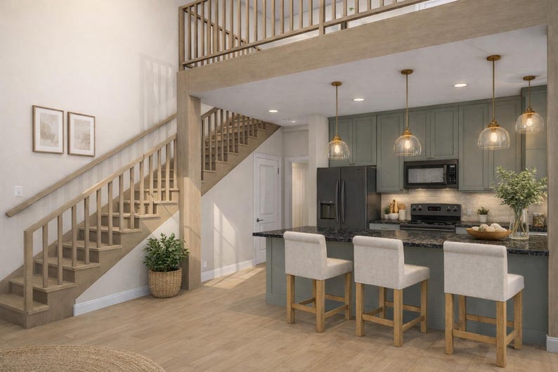 2 Story Modern Farmhouse Cottage House Plan | 2 Bed | 2 Bath | Digital ...