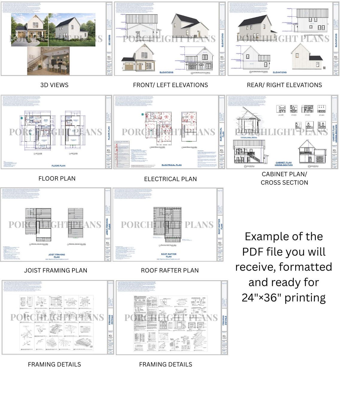 2 Story Modern Farmhouse Cottage House Plan | 2 Bed | 2 Bath | Digital ...