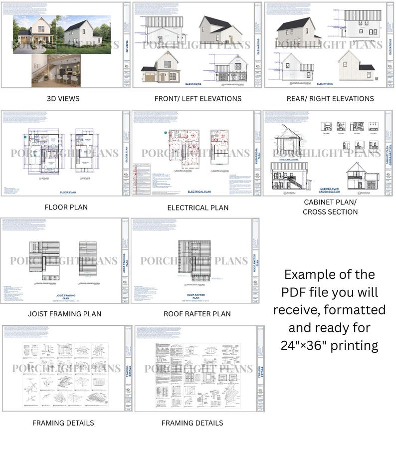 2 Story Modern Farmhouse Cottage House Plan | 2 Bed | 2 Bath | Digital ...