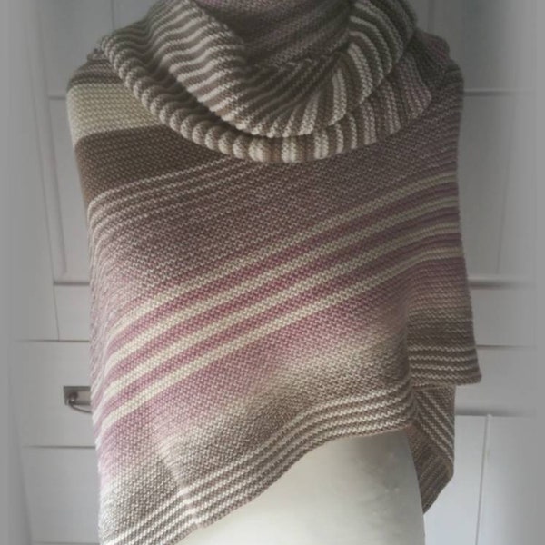 HANDWORK * knitted cloth/scarf/stole * pink/cream/light brown