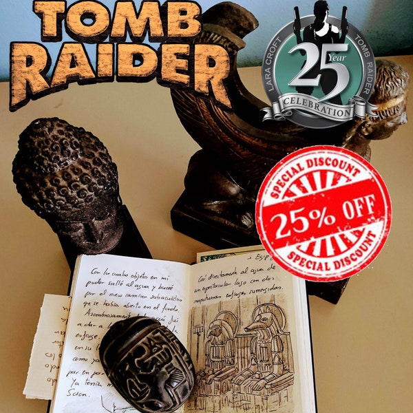 25% OFF!!! Diario de Viajes artesanal TOMB RAIDER. Lara Croft Clásica. Descarga Digital de Archivos. 145 páginas más material extra.