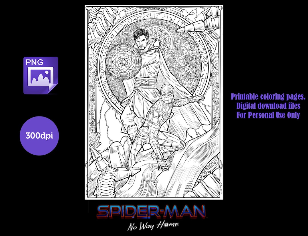 Coloriage Spider Man No Way Home SPIDER-MAN No WAY HOME Coloring Page. Spiderman and Doctor - Etsy Canada