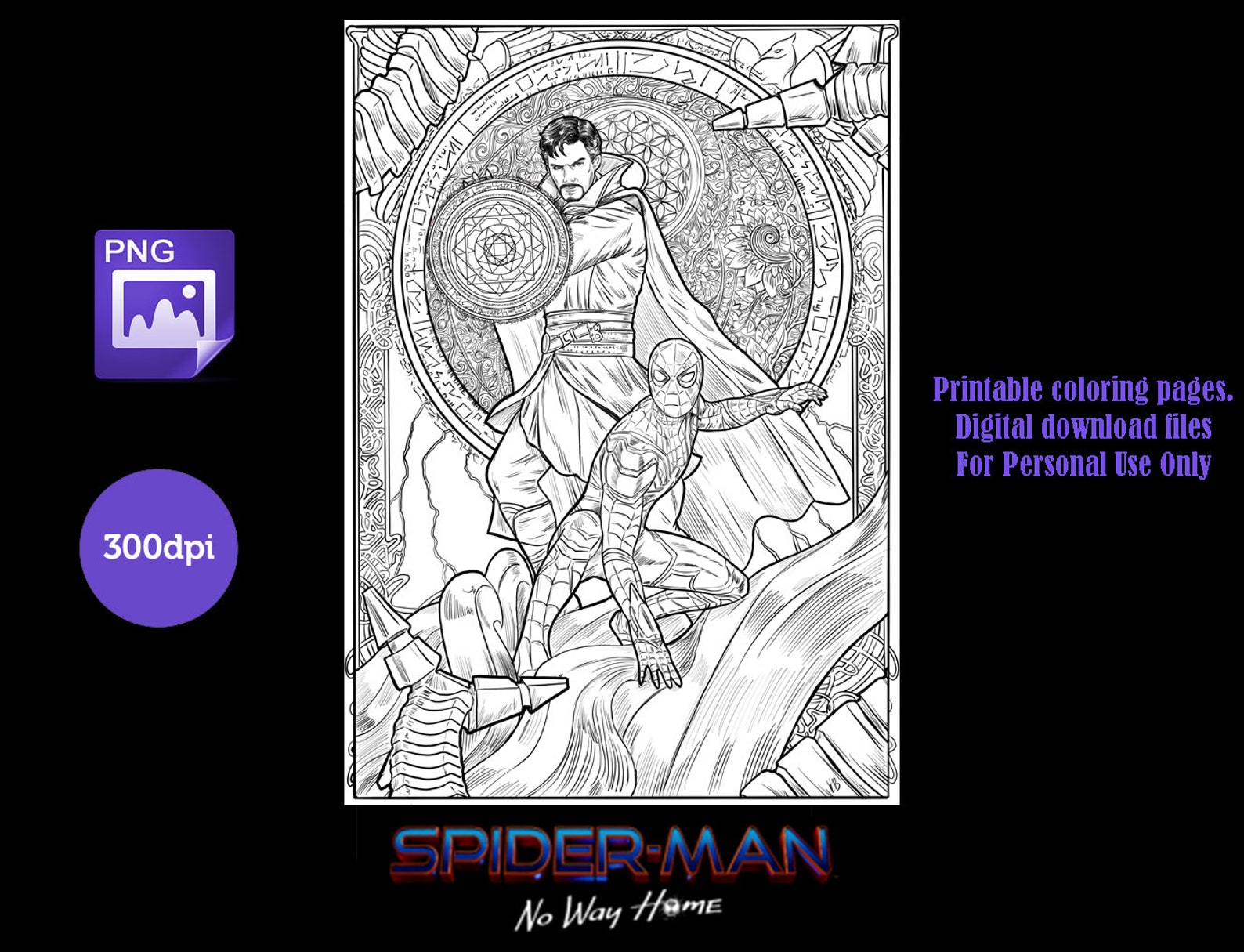 SPIDER-MAN No WAY HOME Coloring Page. Spiderman and Doctor - Etsy UK