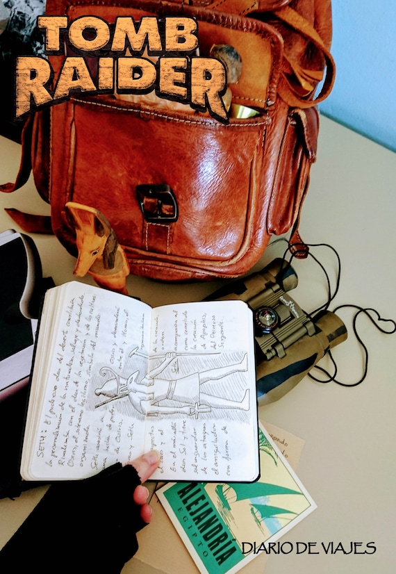 25% OFF!!! TOMB RAIDER Handcrafted Travel Journal. Lara Croft