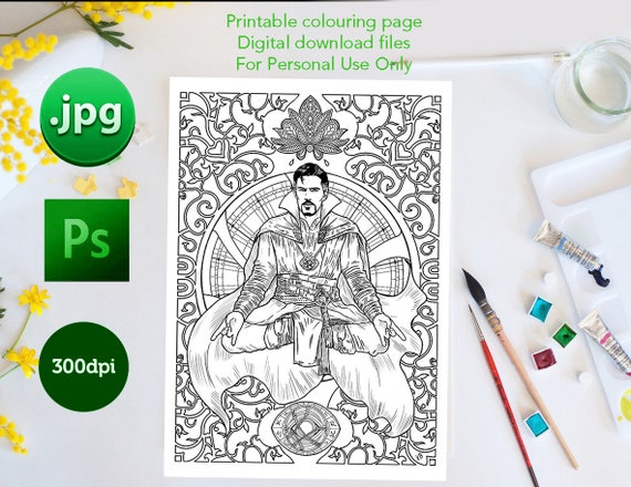 doctor strange infinity war coloring sheet by digital etsy new zealand