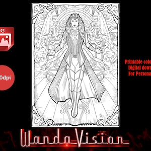 SCARLET WITCH coloring page. Wanda Maximoff. Digital download.