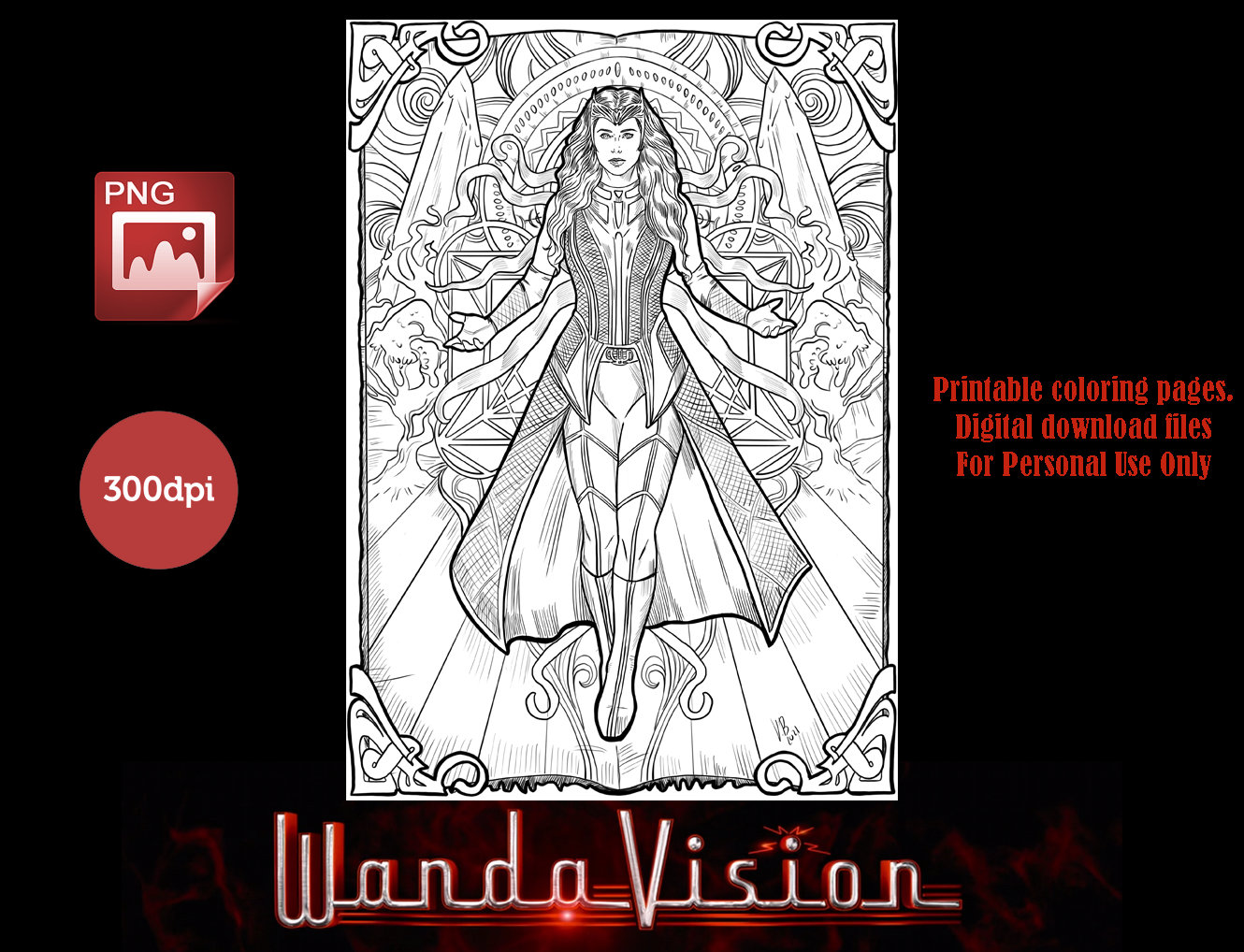 SCARLET WITCH Coloring Page. Wanda Maximoff. Digital Download. - Etsy