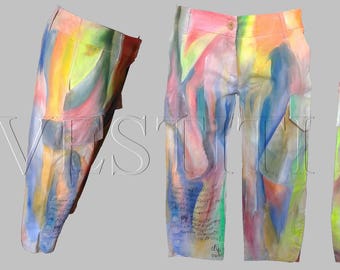Painted jeans unique gifts for men boho clothing personalized vintage plus size her ideas women handmade harem pants gypgy hippie palazzo