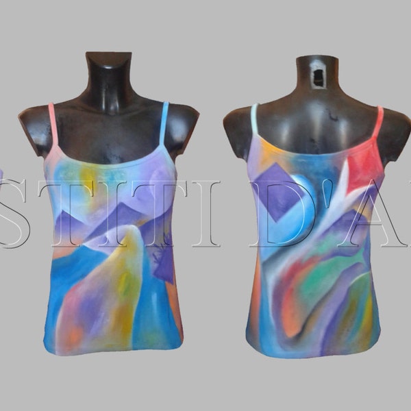 HAND PAINTED TANK tops for womens clothing art womens tank tops art wearable art tops painted womens tops hand painted clothing bride top