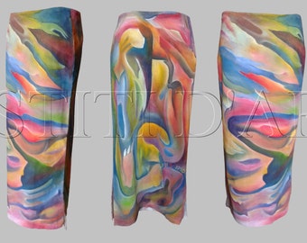 Personalized painted jeans skirt boho vintage ideas gift womens original hippie handmade maxi festival art for her unique clothing plus size