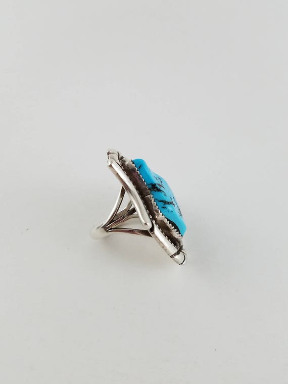 Signed Native American turquoise ring Navajo IRV Monte turquoise ring Native American Jewelry large ring size 8.25 PP3320