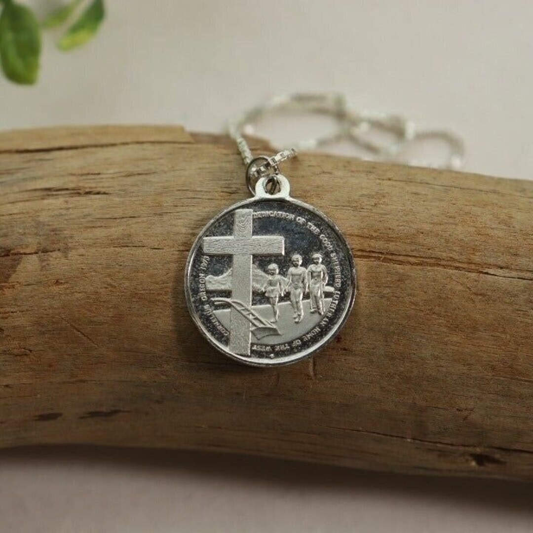 Sterling Silver Lutheran Religious Medal Necklace 20 Come Unto Me 4045