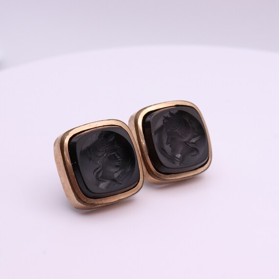 Rare Antique black intaglio cufflinks Pat'd 1884 … - image 6