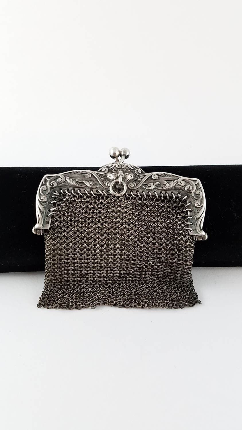 Antique metal mesh purse antique coin purse Victorian mesh