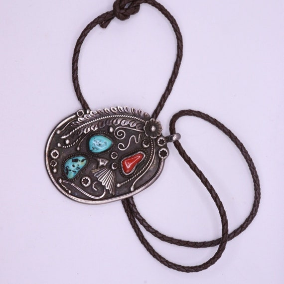 Large Native American sterling turquoise and cora… - image 5