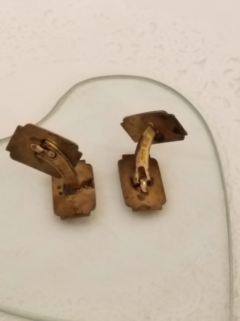 Antique Aksel Holmsen Norne sterliing and enamel cufflinks made in Norway QH4194