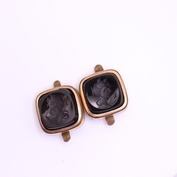 Rare Antique black intaglio cufflinks Pat'd 1884 … - image 7