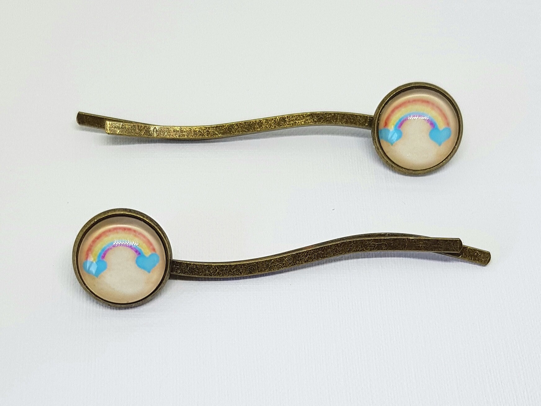 2 X Rainbow Bobby Pins Rainbow Curved Hair Grips Rainbow And Etsy