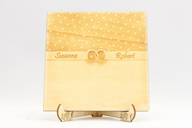 Wedding Rings Guest Book Rustic Guestbook Unique Book Laser Engraved Guestbook Love Guestbook Delicate Guestbook Wood Hearts Guestbook