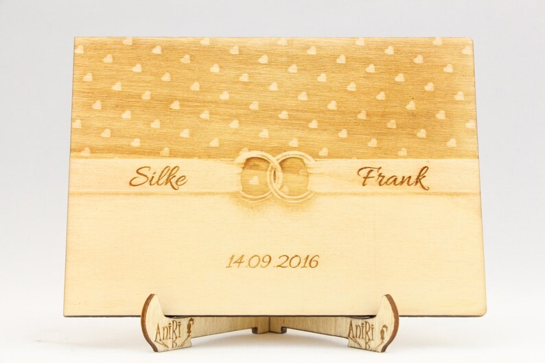 Wedding Rings Guest Book Rustic Guestbook Unique Book Laser Engraved Guestbook Love Guestbook Delicate Guestbook Wood Hearts Guestbook