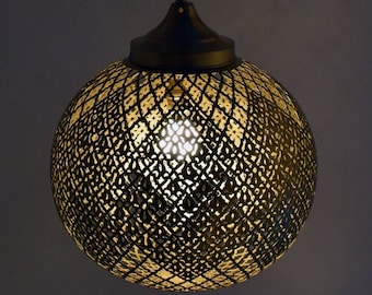 Authentic & Exquisite Hand Cut Moroccan "Mueaqad" Round Hanging Pendant Ceiling Lamp/Copper Pendant Ceiling Lamp/Morroccan Lamp/Ambient Lamp