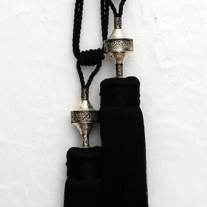 Artisan Made Small Moroccan Decorative Tassels or Curtain Tie-backs with a Hand Engraved Oriental Motif