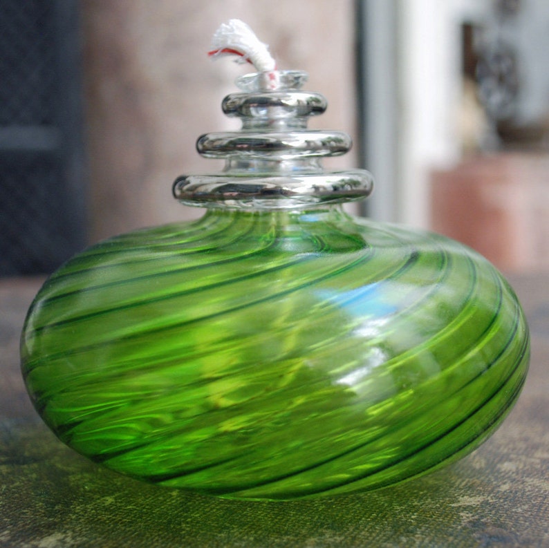 Handblown Oil Lamp/Hand Painted Glass Oil Lamp/Garden Lighting/Outdoor Lighting/Indoor Lighting/Table Décor/Lights/Lamp/Interior Décor image 3