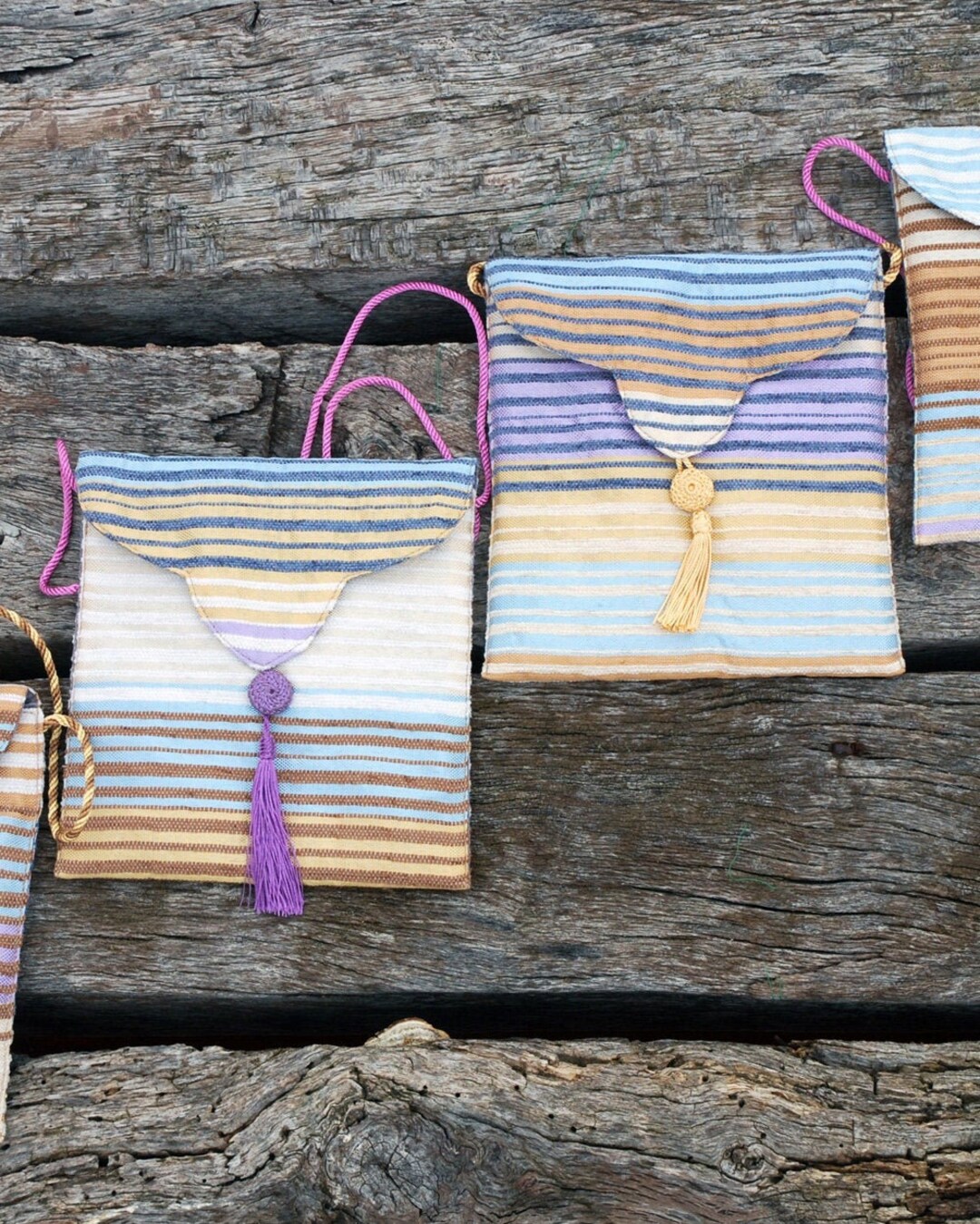 Handwoven Crossbody Evening Bag in Elegant Stripes of Golds Etsy